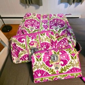 Vera Bradley Pink and Green Floral Bag Set